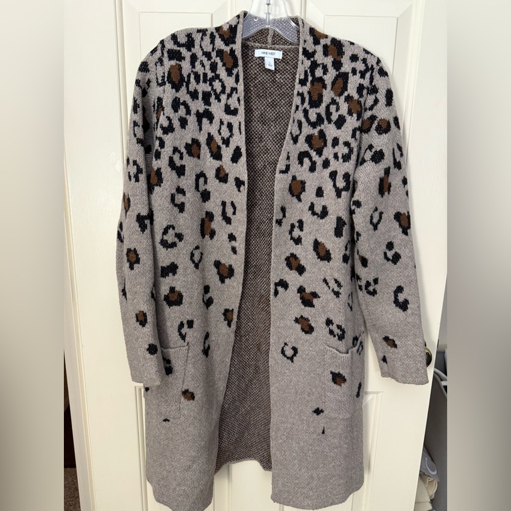 Nine West Tan & Brown Leopard Print Cardigan